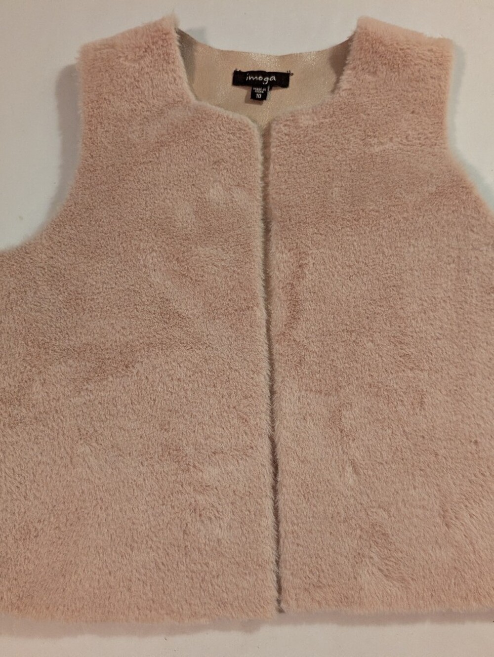 Imoga Pink Plush Sleeveless Girls Teddy Vest Sz 10